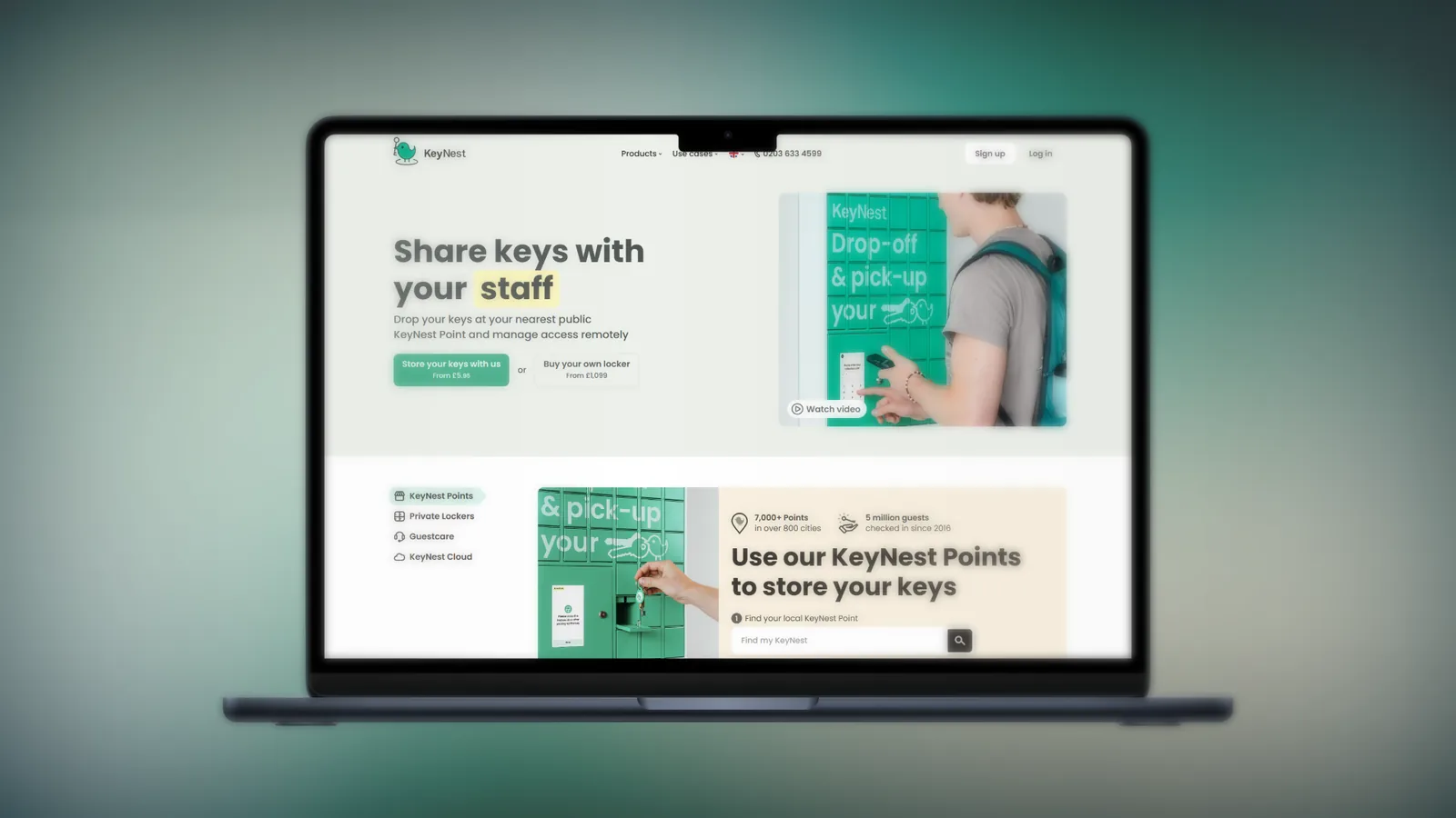 KeyNest: A clearer website for a key-exchange service used by hosts and property managers.