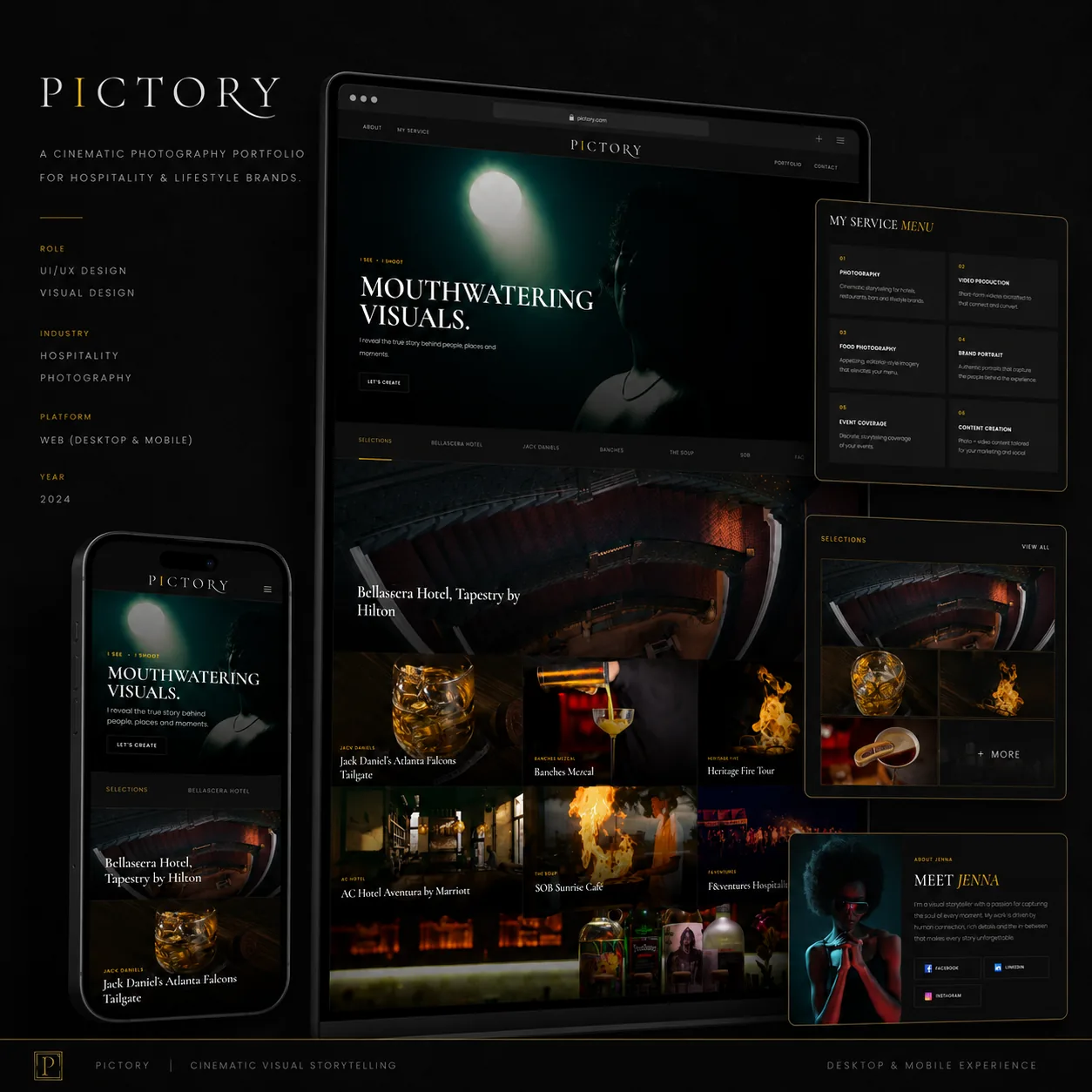 Pictory website on desktop, tablet and mobile
