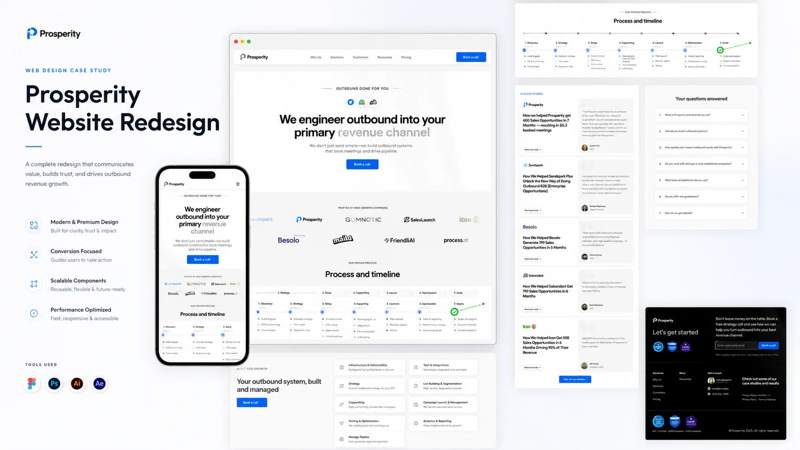 Prospeqt website redesign overview: desktop and mobile pages